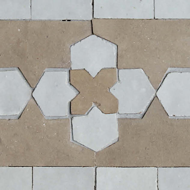Moroccan Zellige Friso Border Mosaic Snow + Clay by Tiles of Ezra