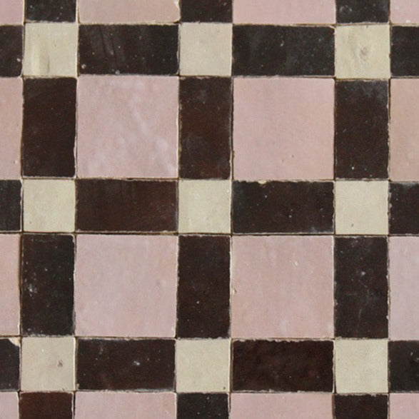 Moroccan Zellige Reticula Mosaic Clay + Chocolate + Moroccan Pink by Tiles of Ezra