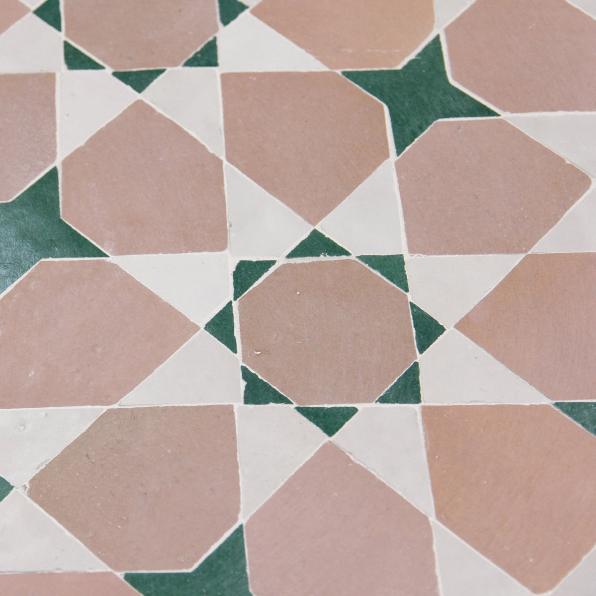 Moroccan Zellige Voluta Large Mosaic Large Format Snow + Forest + Moroccan Pink by Tiles of Ezra