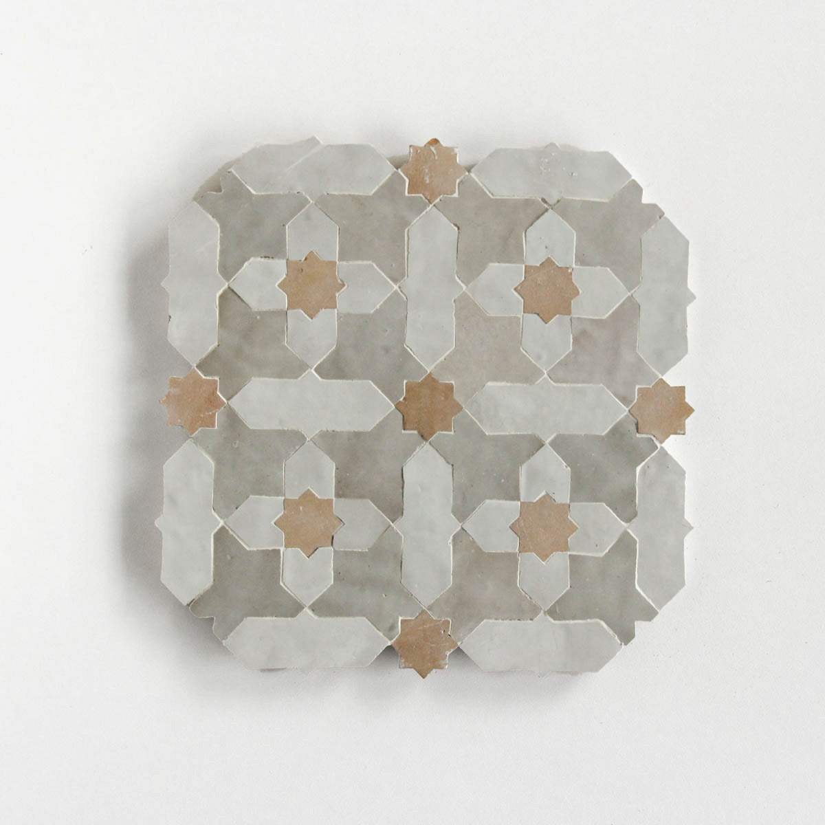 Moroccan Zellige Prisma Large Mosaic Large Format Snow + Dust + Clay by Tiles of Ezra