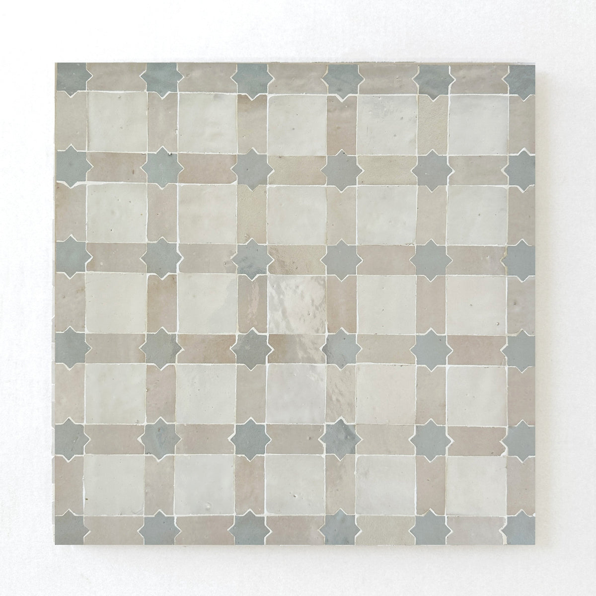 Moroccan Zellige Estela Mosaic Snow + Dust + Duck Egg Blue by Tiles of Ezra