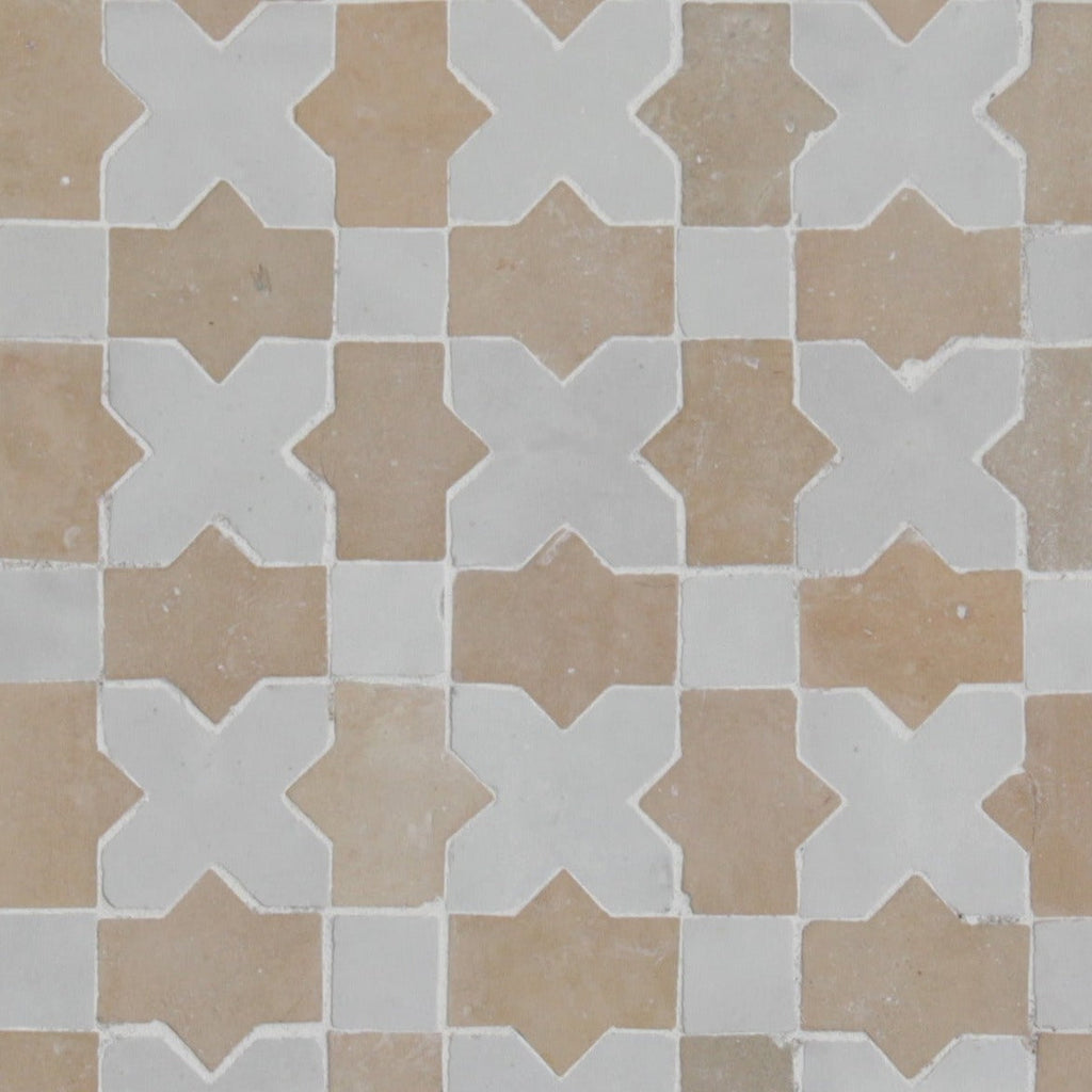 Moroccan Zellige Galeria Mosaic Snow + Clay by Tiles of Ezra