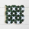 Moroccan Zellige Prisma Mosaic Snow + Blue Grass + Forest + Dark Green by Tiles of Ezra