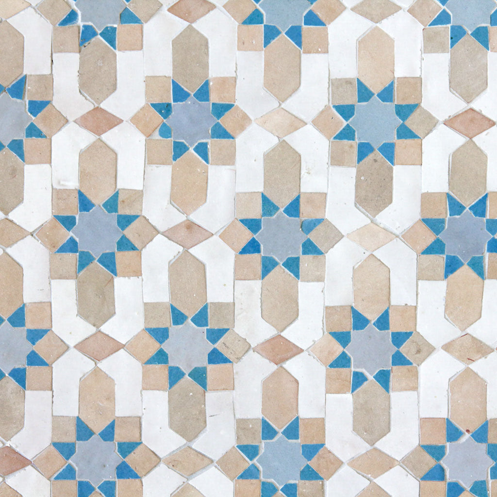 Moroccan Zellige Lucerna Mosaic Snow + Clay + Teal + Duck Egg Blue by Tiles of Ezra