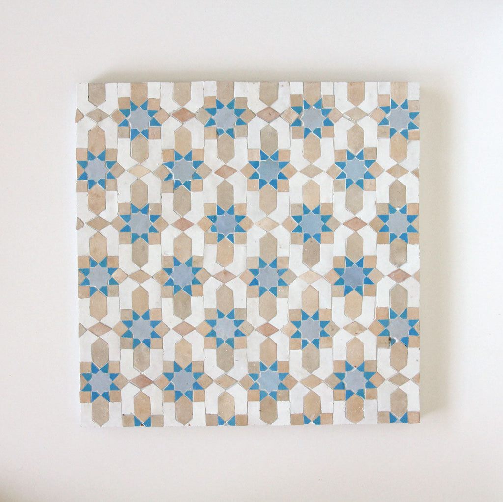 Moroccan Zellige Lucerna Mosaic Snow + Clay + Teal + Duck Egg Blue by Tiles of Ezra