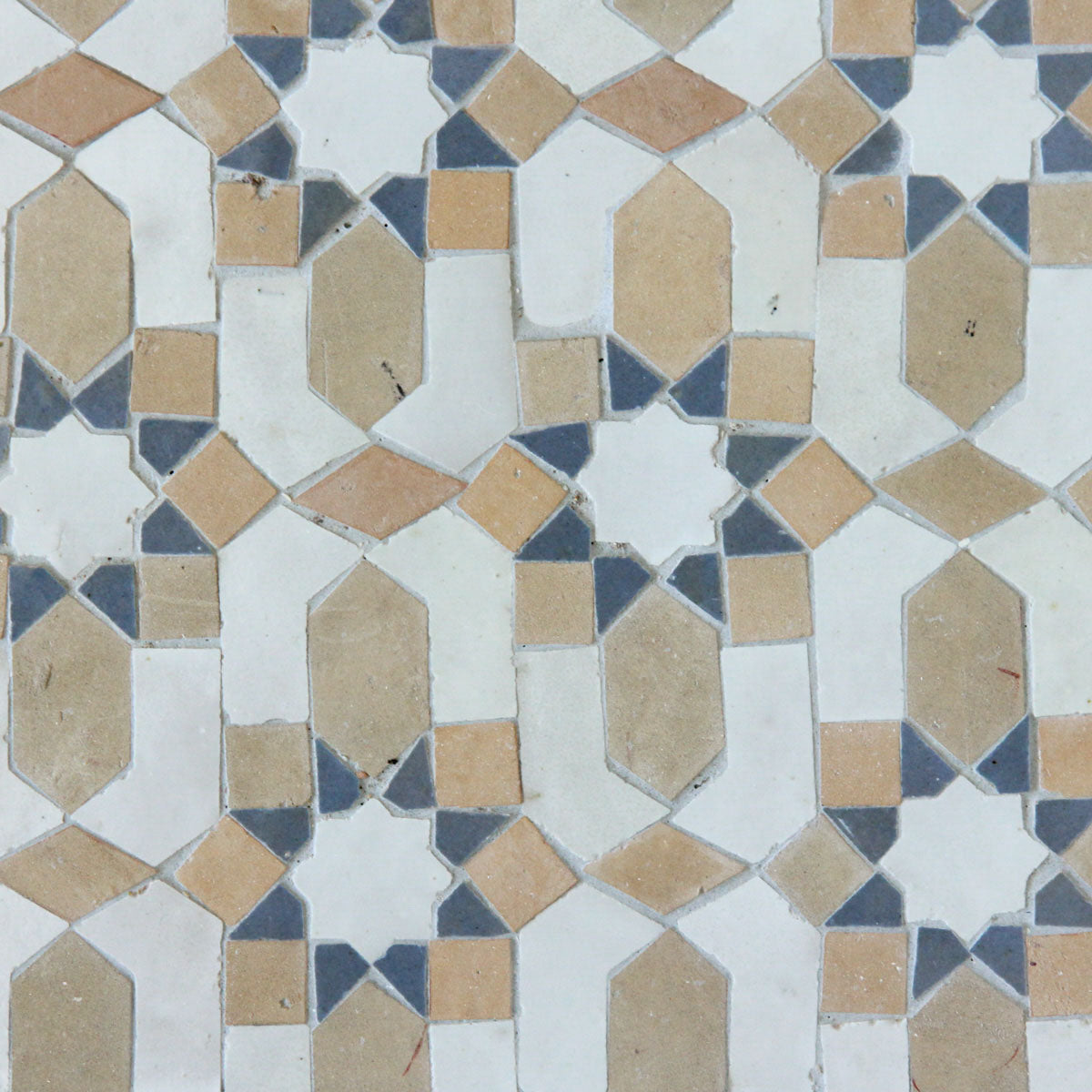Moroccan Zellige Lucerna Mosaic Snow + Clay + Clear Sky by Tiles of Ezra