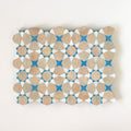 Moroccan Zellige Voluta Mosaic Snow + Clay + Teal by Tiles of Ezra