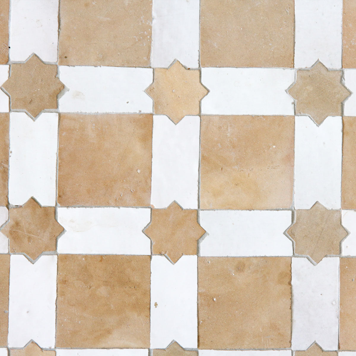 Moroccan Zellige Estela Mosaic Snow + Clay by Tiles of Ezra