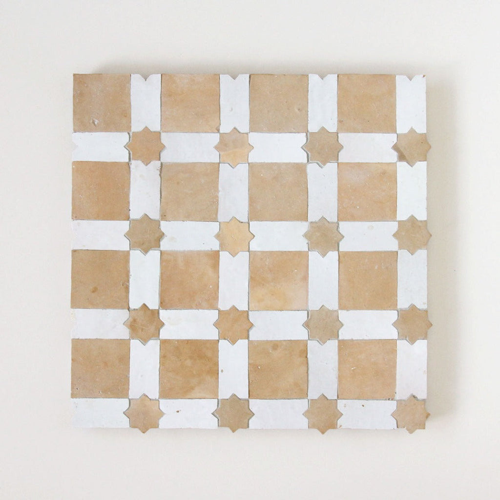Moroccan Zellige Estela Mosaic Snow + Clay by Tiles of Ezra