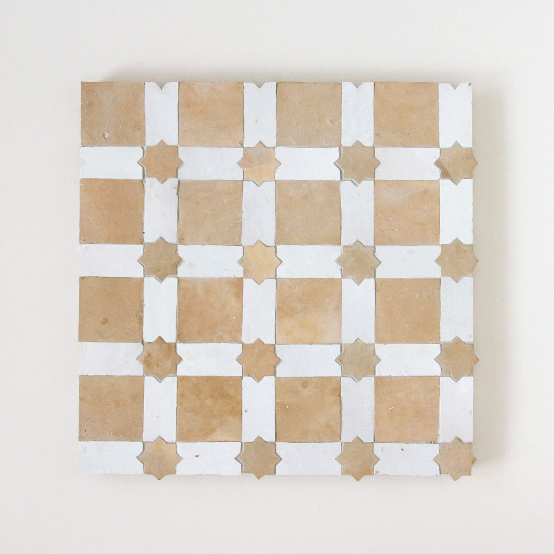 Moroccan Zellige Estela Mosaic Snow + Clay by Tiles of Ezra