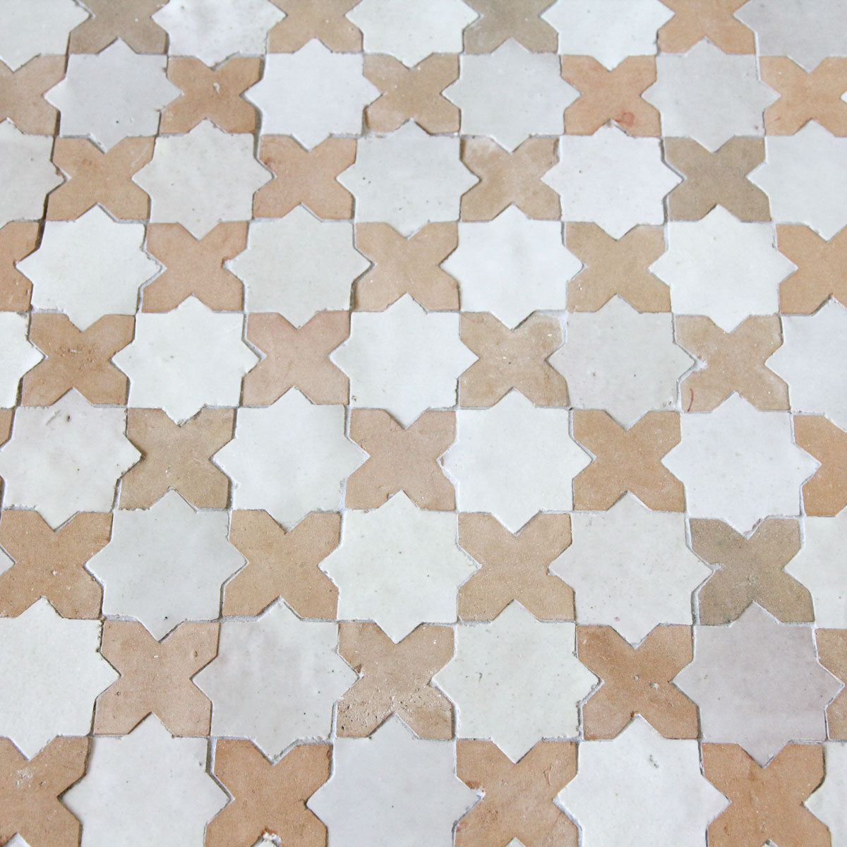 Moroccan Zellige Piazza Mosaic Snow + Clay by Tiles of Ezra