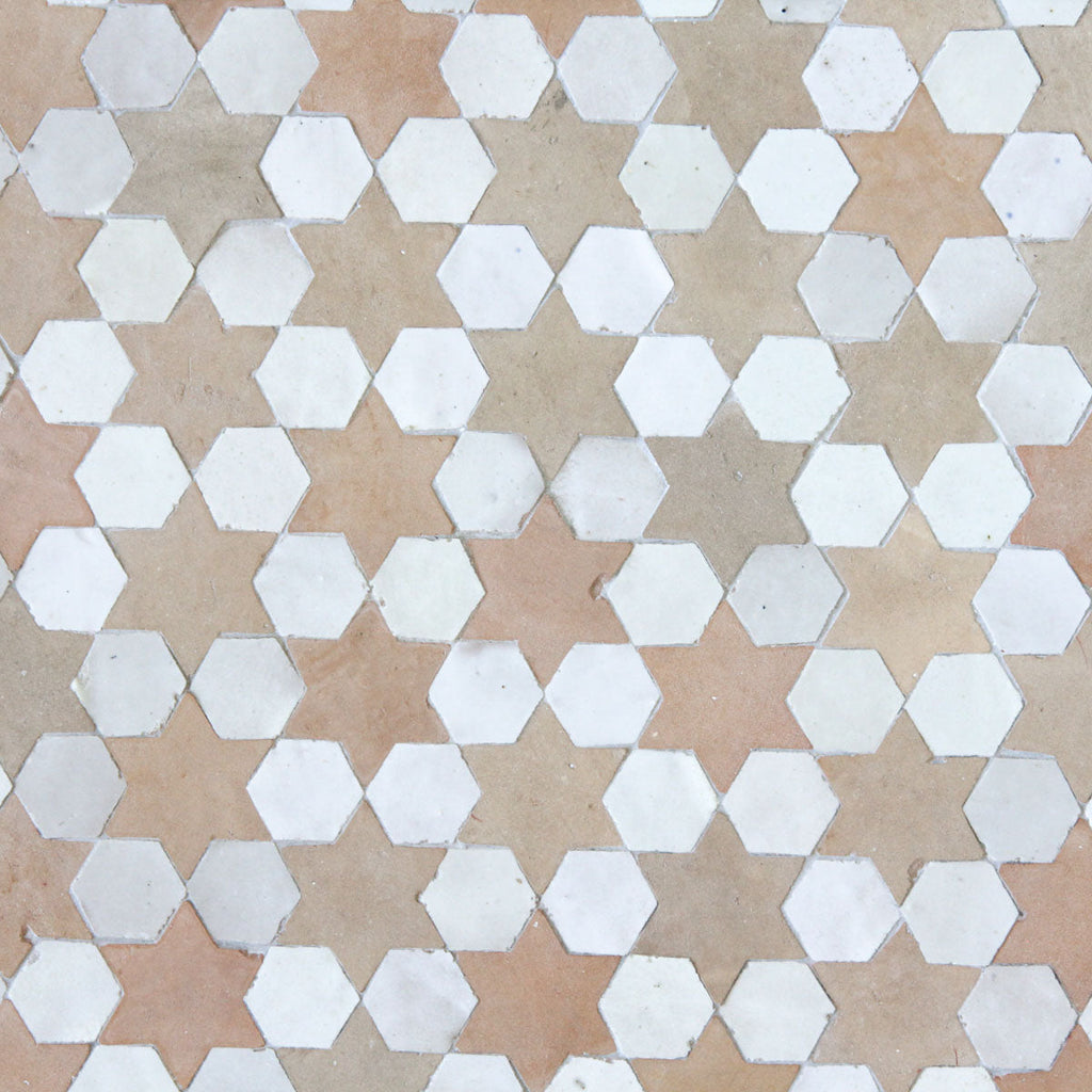 Moroccan Zellige Senda Mosaic Snow + Clay by Tiles of Ezra