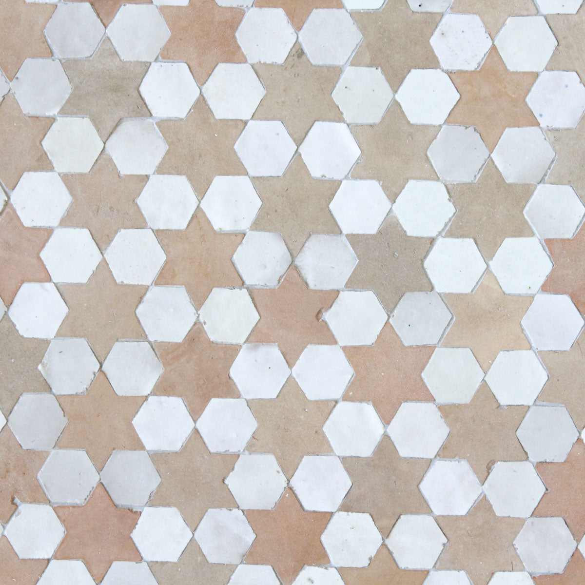 Moroccan Zellige Senda Mosaic Snow + Clay by Tiles of Ezra