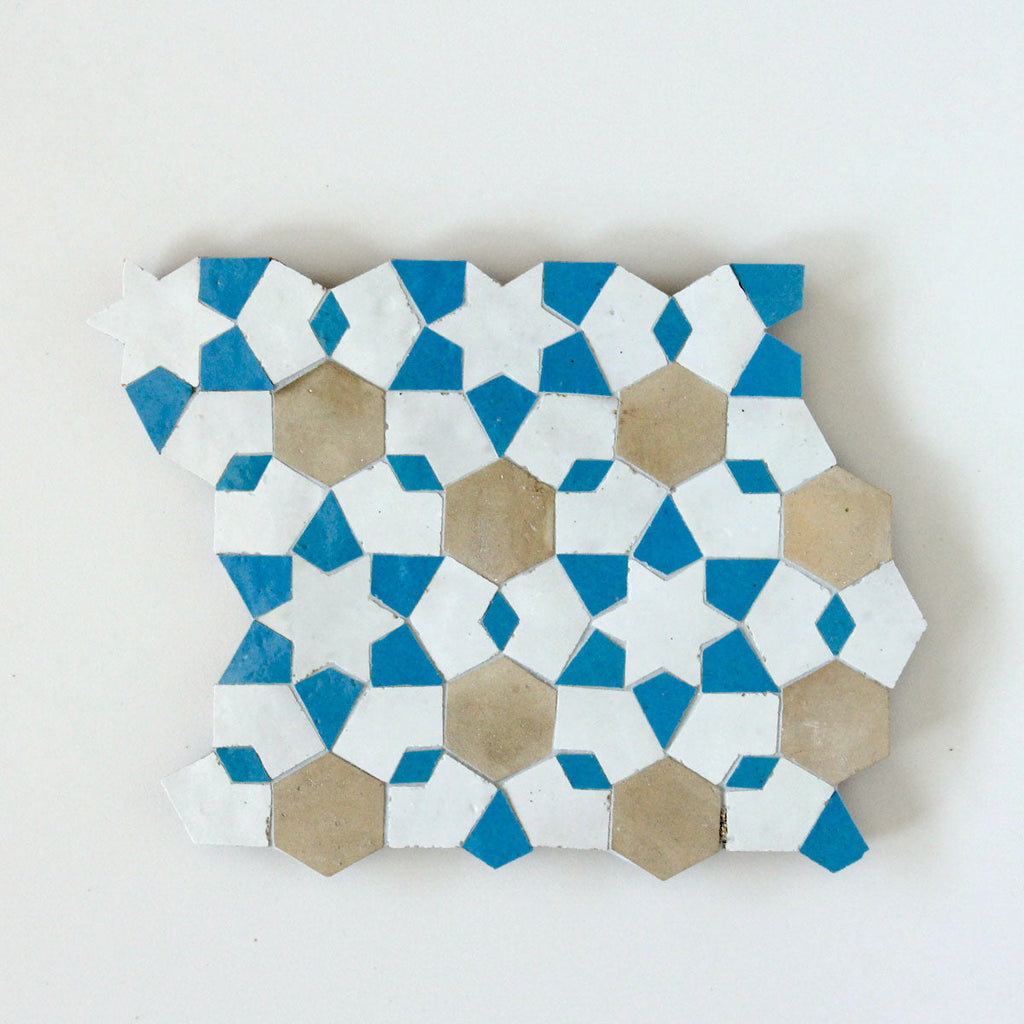 Moroccan Zellige Mudejar Mosaic Snow + Clay + Teal by Tiles of Ezra