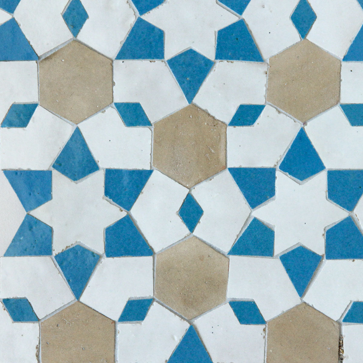 Moroccan Zellige Mudejar Mosaic Snow + Clay + Teal by Tiles of Ezra