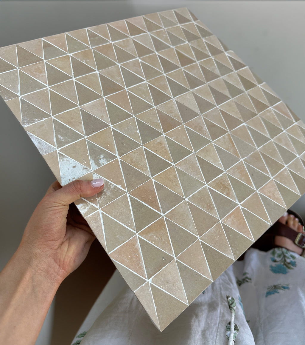 Moroccan Zellige Neroli Mosaic Clay + Latte by Tiles of Ezra