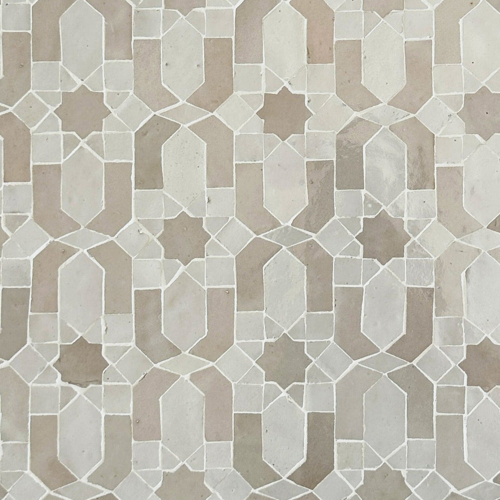 Moroccan Zellige Lucerna Mosaic Snow + Dust by Tiles of Ezra