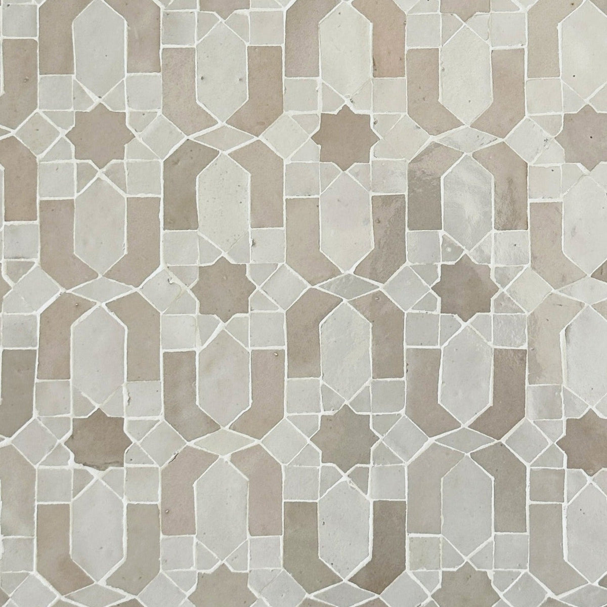 Moroccan Zellige Lucerna Mosaic Snow + Dust by Tiles of Ezra