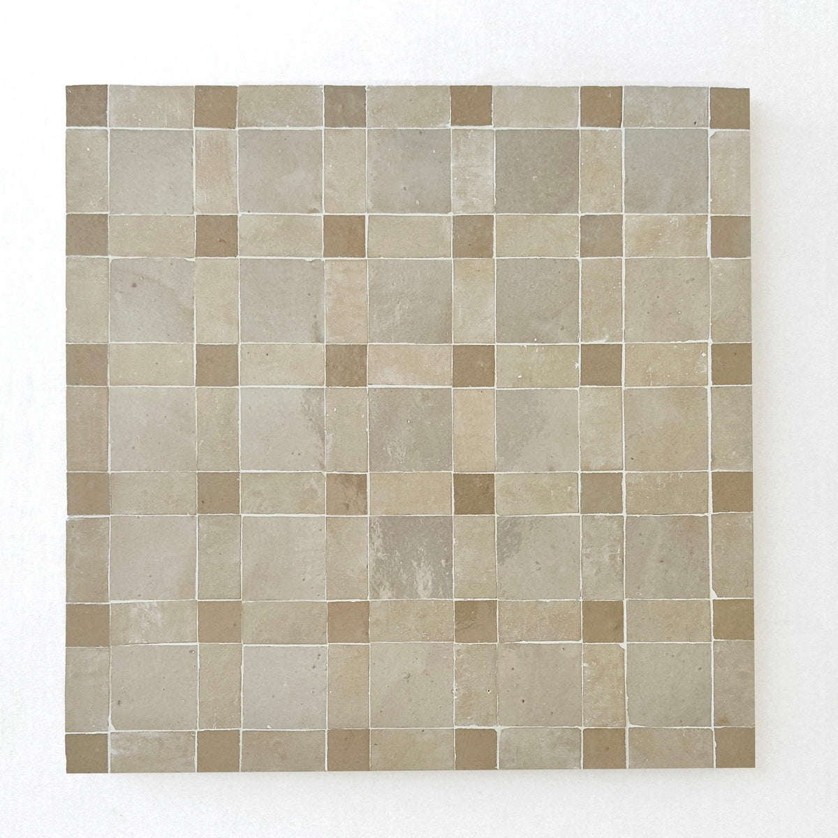 Moroccan Zellige Reticula Mosaic Clay + Latte + Oat by Tiles of Ezra
