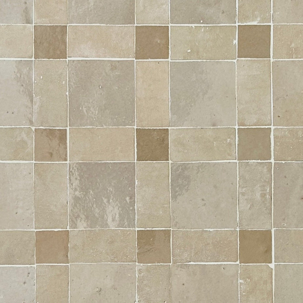 Moroccan Zellige Reticula Mosaic Clay + Latte + Oat by Tiles of Ezra