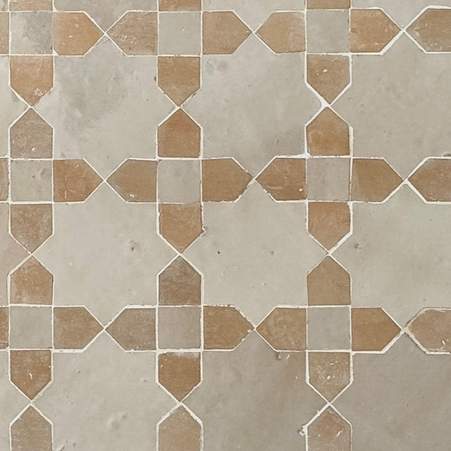 Moroccan Zellige Bahia Mosaic Clay + Dust by Tiles of Ezra