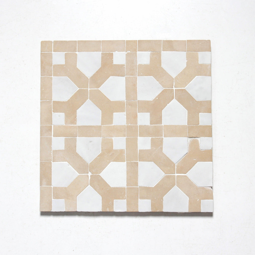 Moroccan Zellige Mirador Large Mosaic Large Format Snow + Clay by Tiles of Ezra