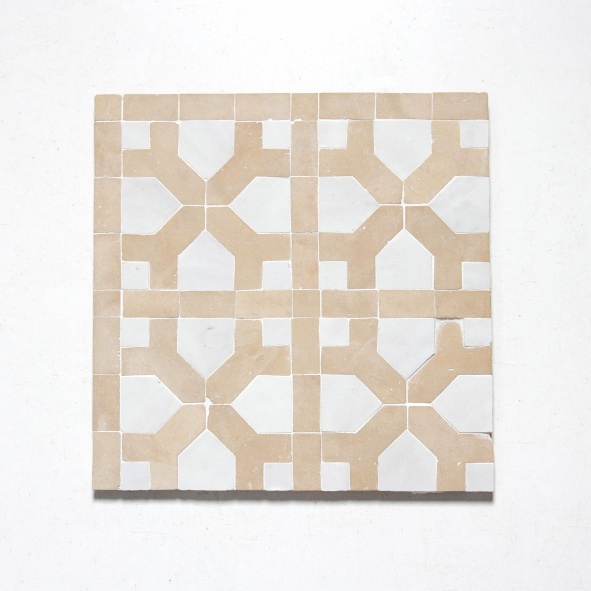 Moroccan Zellige Mirador Large Mosaic Large Format Snow + Clay by Tiles of Ezra