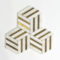 Calacatta Gold, Brass Honed Diane Marble Mosaic — 10 5/16 × 11 7/8 × 3/8 in