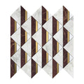 Calacatta Gold, Red Bordeaux, Brass Honed Angela Marble Mosaic — 12 3/8 × 12 1/2 × 3/8 in