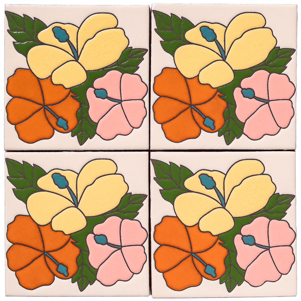 ARTO Palm Royale Gilded Hibiscus 1 - 6x6 — per piece