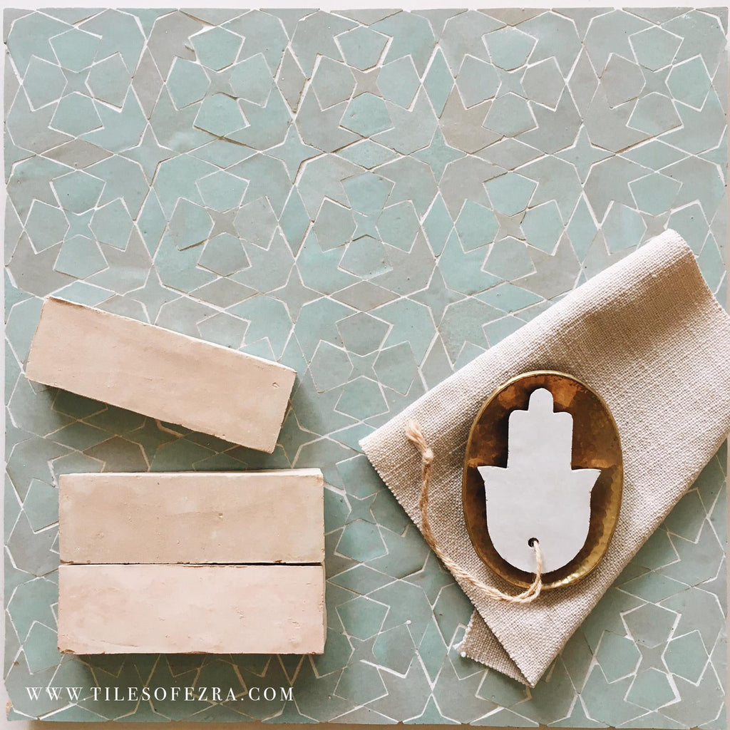 Moroccan Zellige Azahar Mosaic Moss by Tiles of Ezra