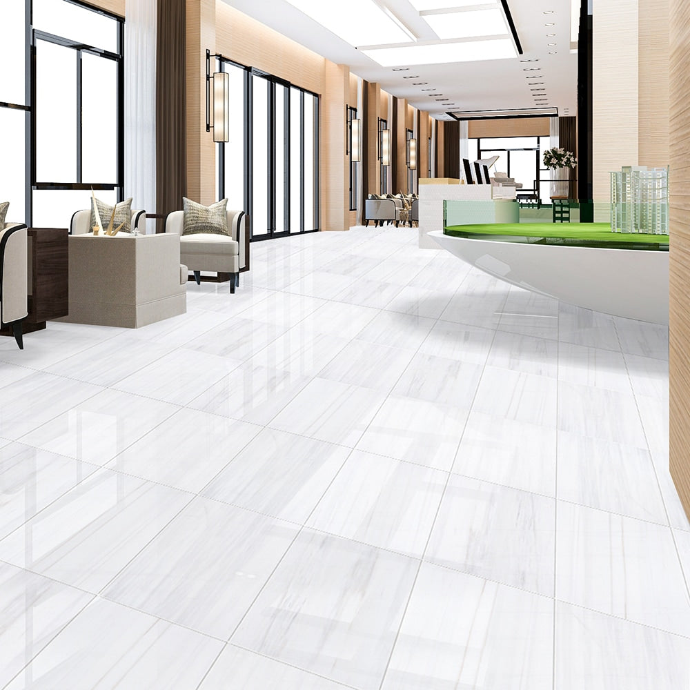 Bianco Dolomiti Classic Polished Marble Tile — 12 × 24 × 3/8 in