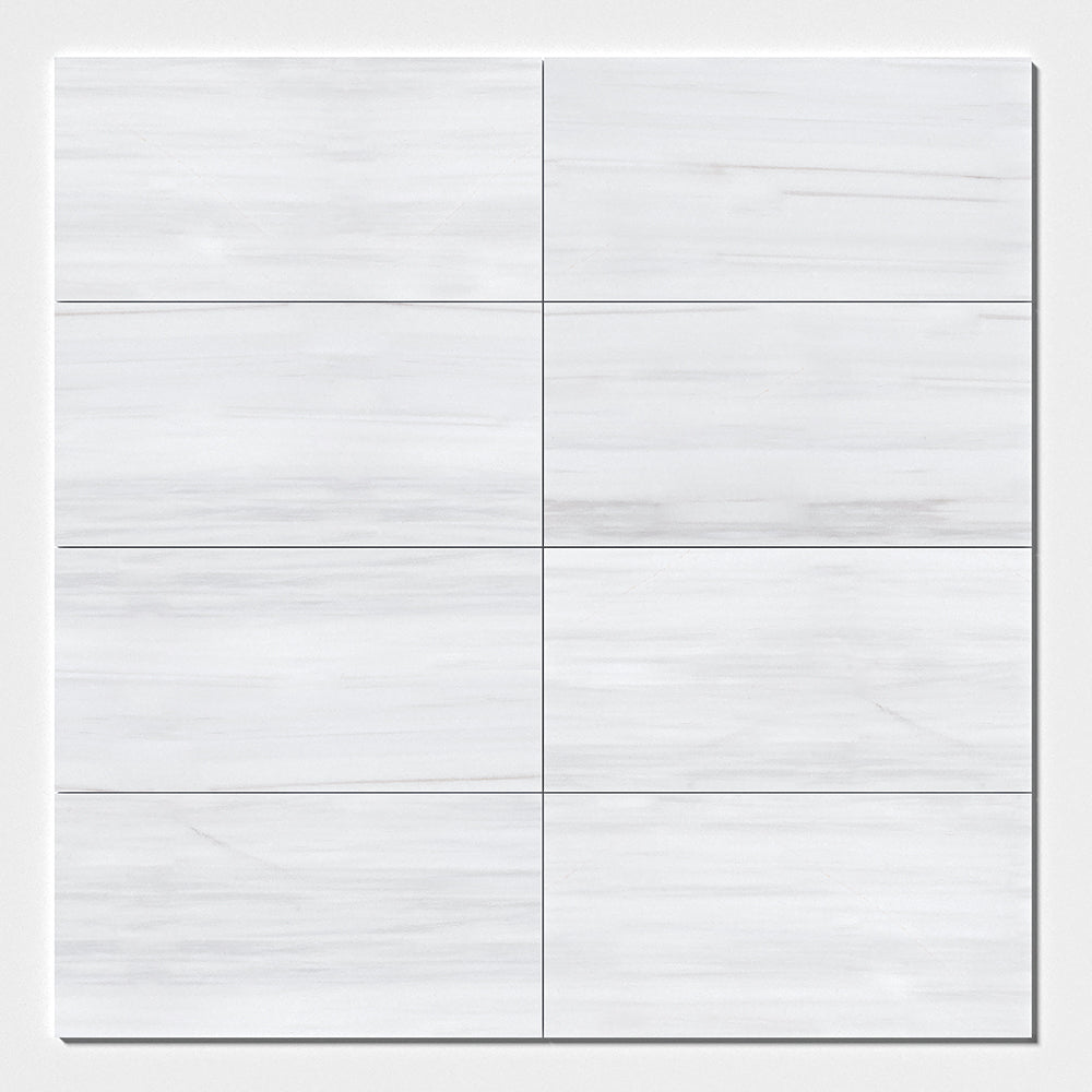 Bianco Dolomiti Classic Polished Marble Tile — 12 × 24 × 3/8 in