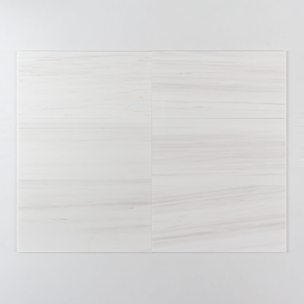 Bianco Dolomiti Classic Honed Marble Tile — 12 × 24 × 3/8 in
