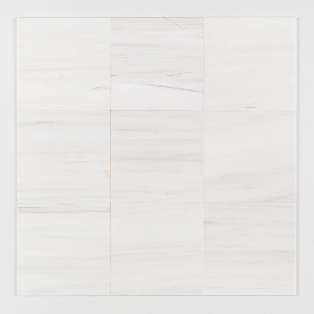 Bianco Dolomiti Classic Honed Marble Tile — 12 × 12 × 3/8 in