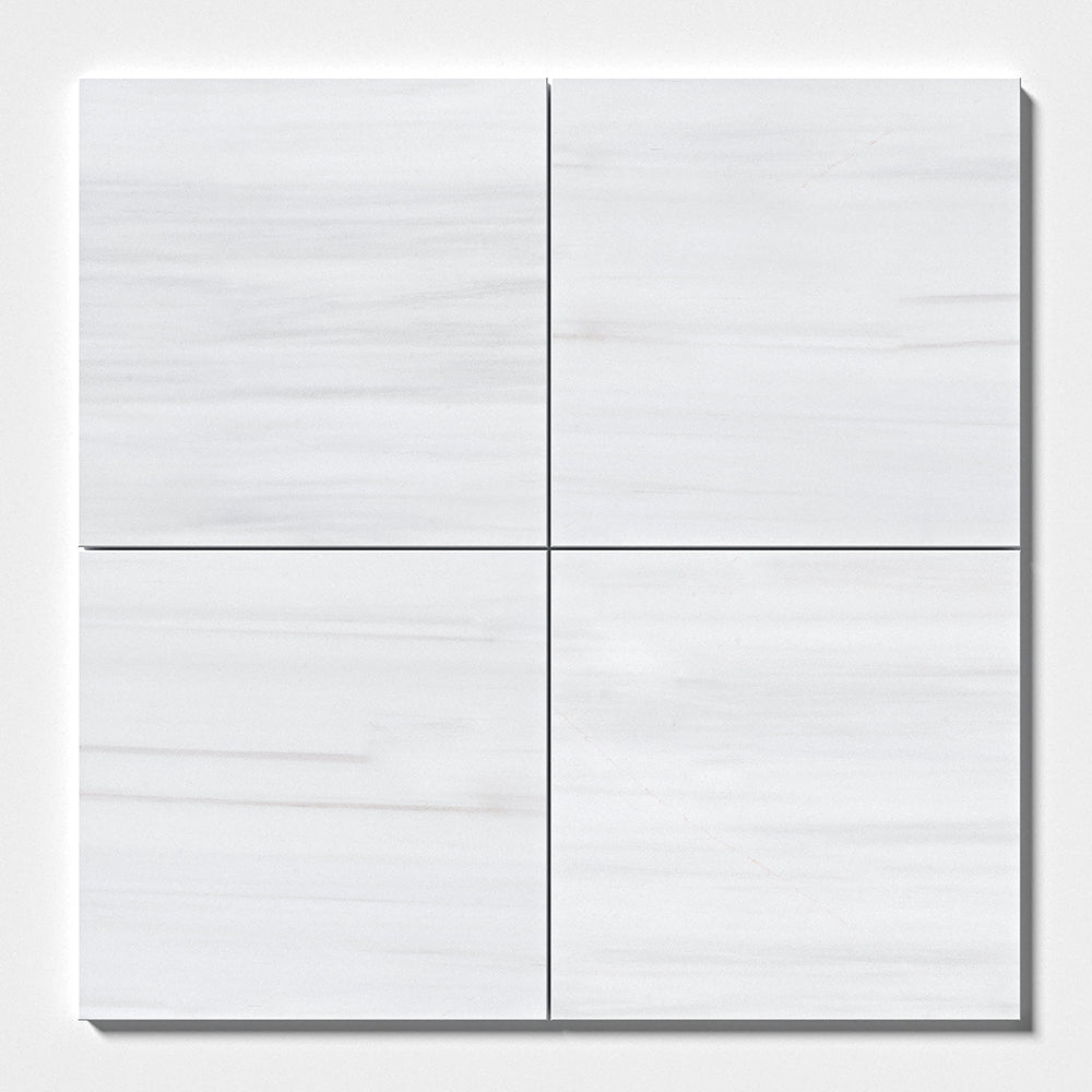 Bianco Dolomiti Classic Honed Marble Tile — 12 × 12 × 3/8 in