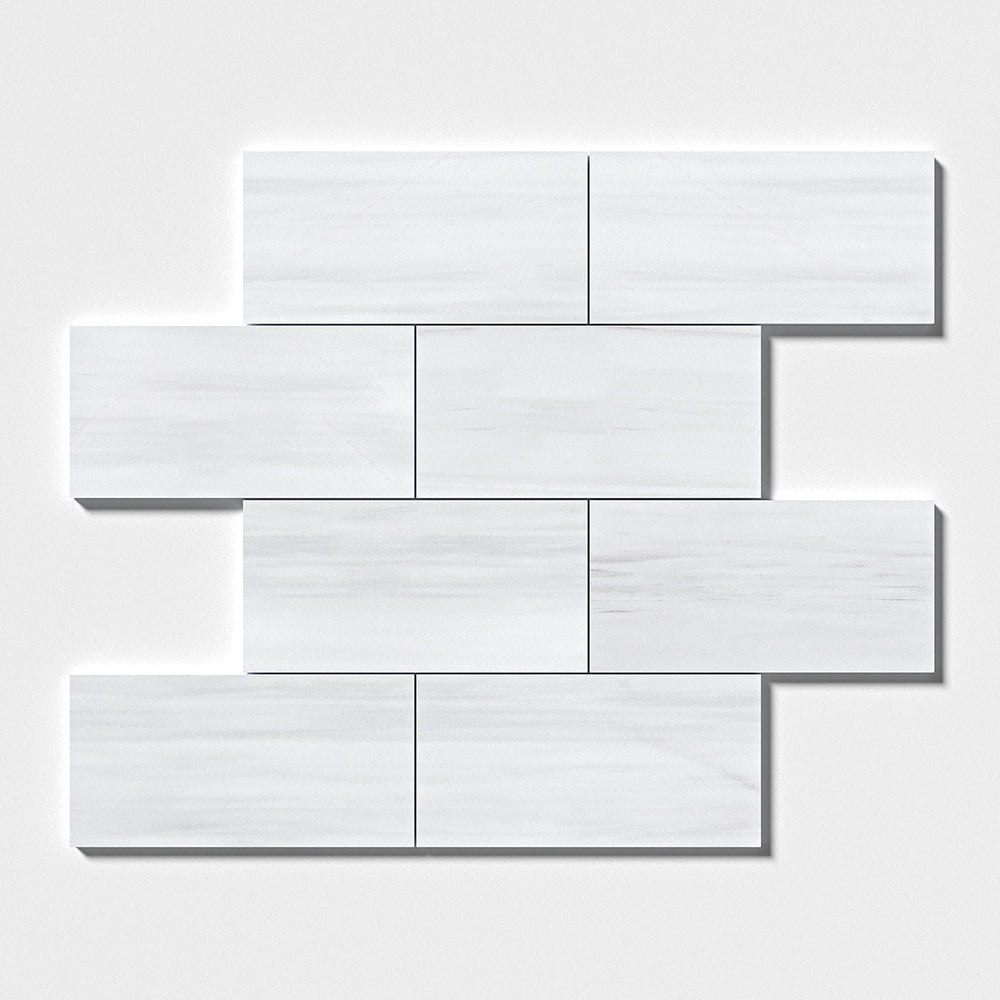 Bianco Dolomiti Classic Polished Marble Tile — 6 × 12 × 3/8 in
