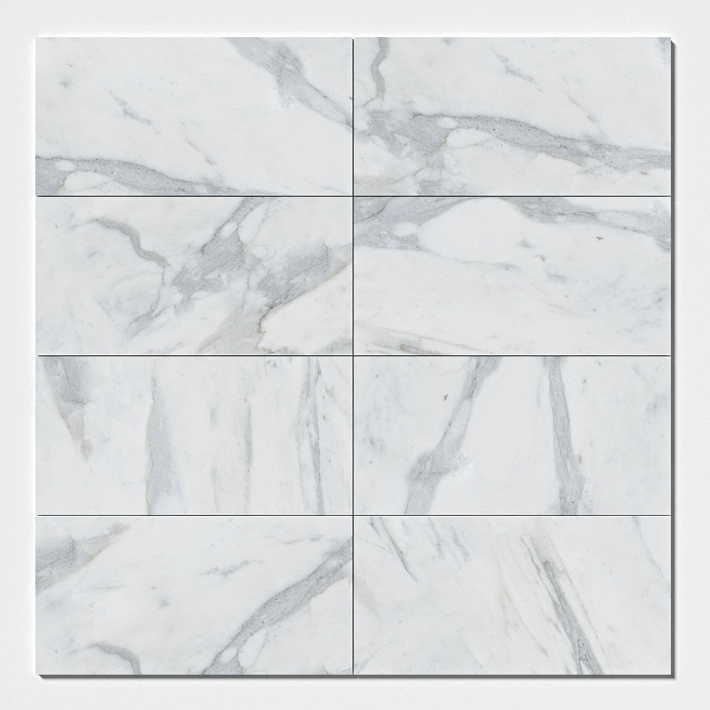 Calacatta Gold Royal Honed Marble Tile — 12 × 24 × 3/8 in