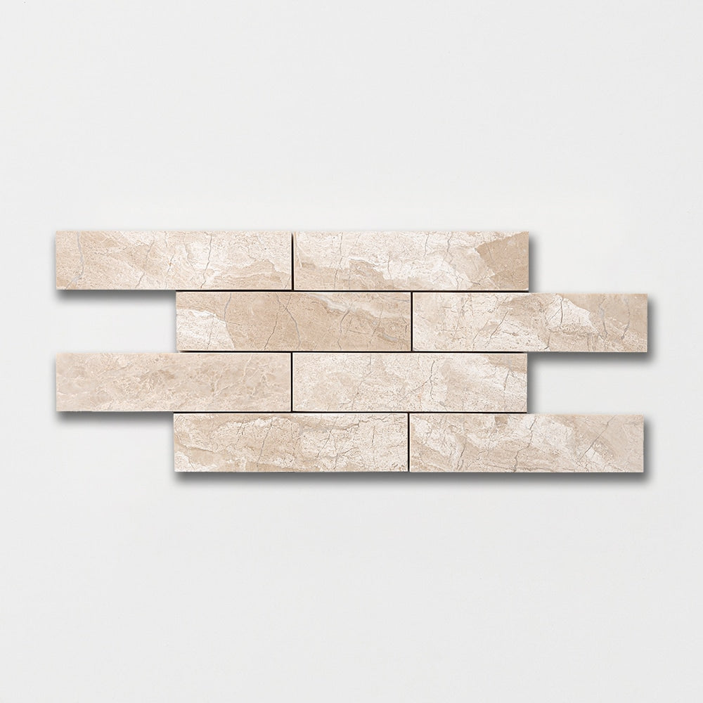 Diana Royal Polished Subway Marble Tile — 2 × 8 × 1/2 in