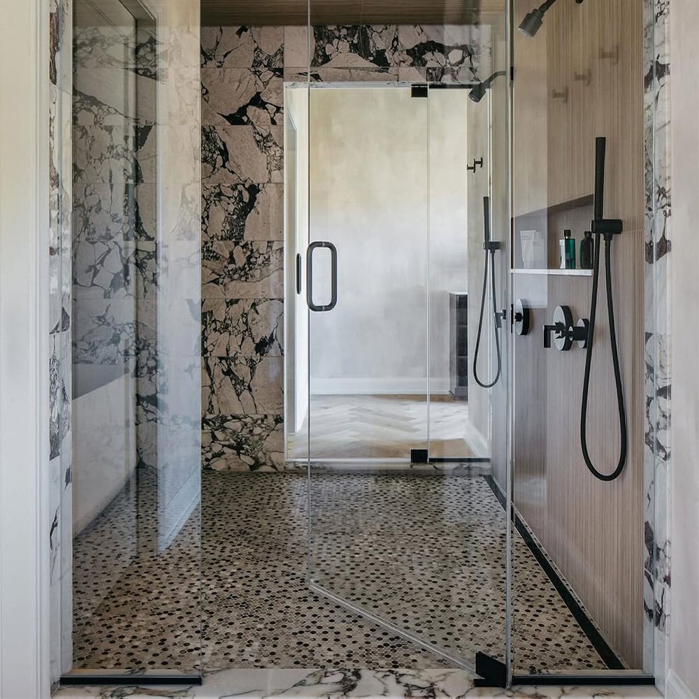 Calacatta Viola Honed Penny Round Marble Mosaic — 11 1/4 × 11 3/4 × 3/8 in