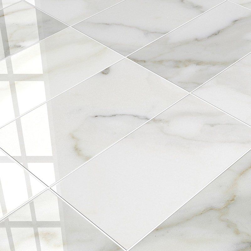 Calacatta Gold Extra Polished Marble Tile — 12 × 24 × 3/8 in