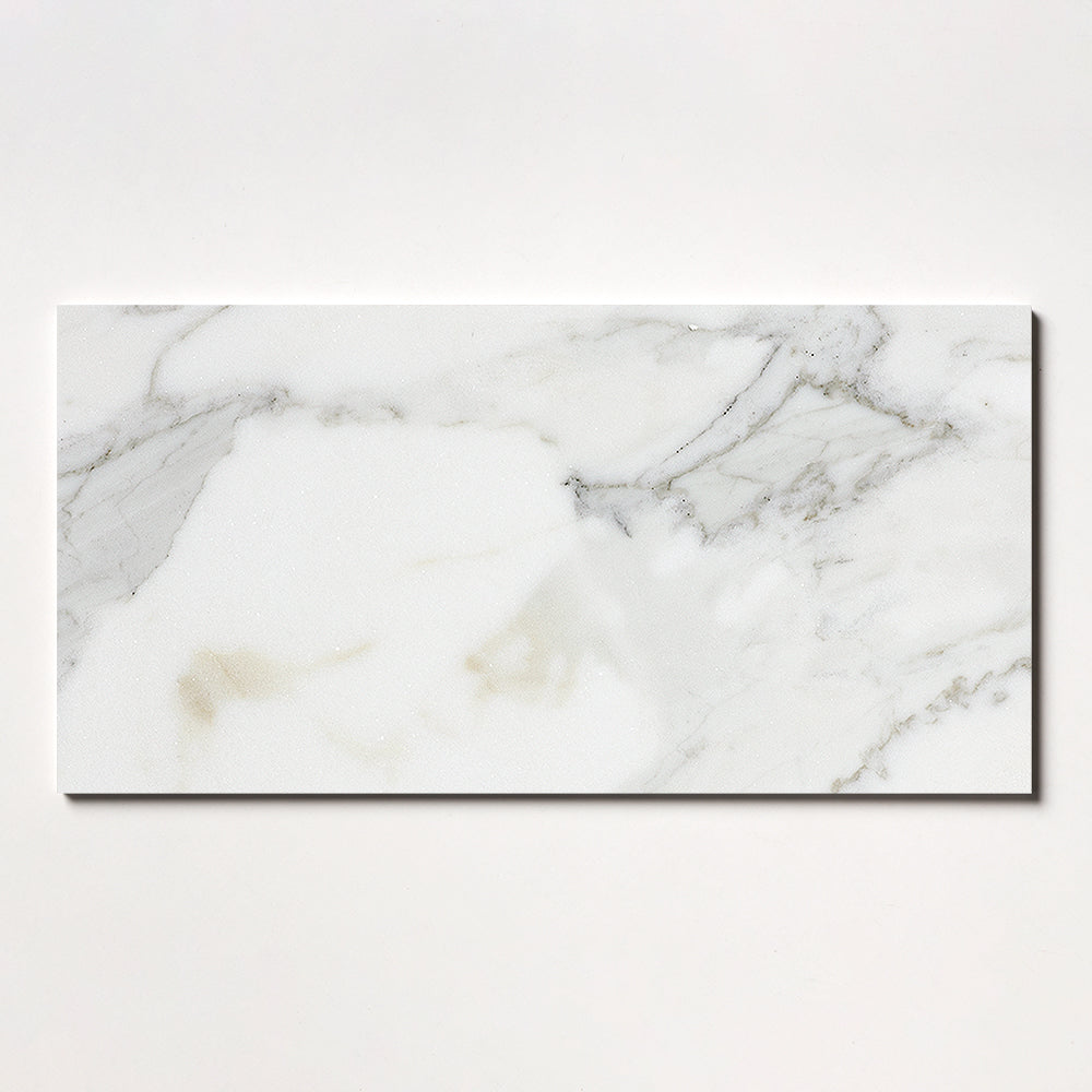 Calacatta Gold Extra Polished Marble Tile — 12 × 24 × 3/8 in