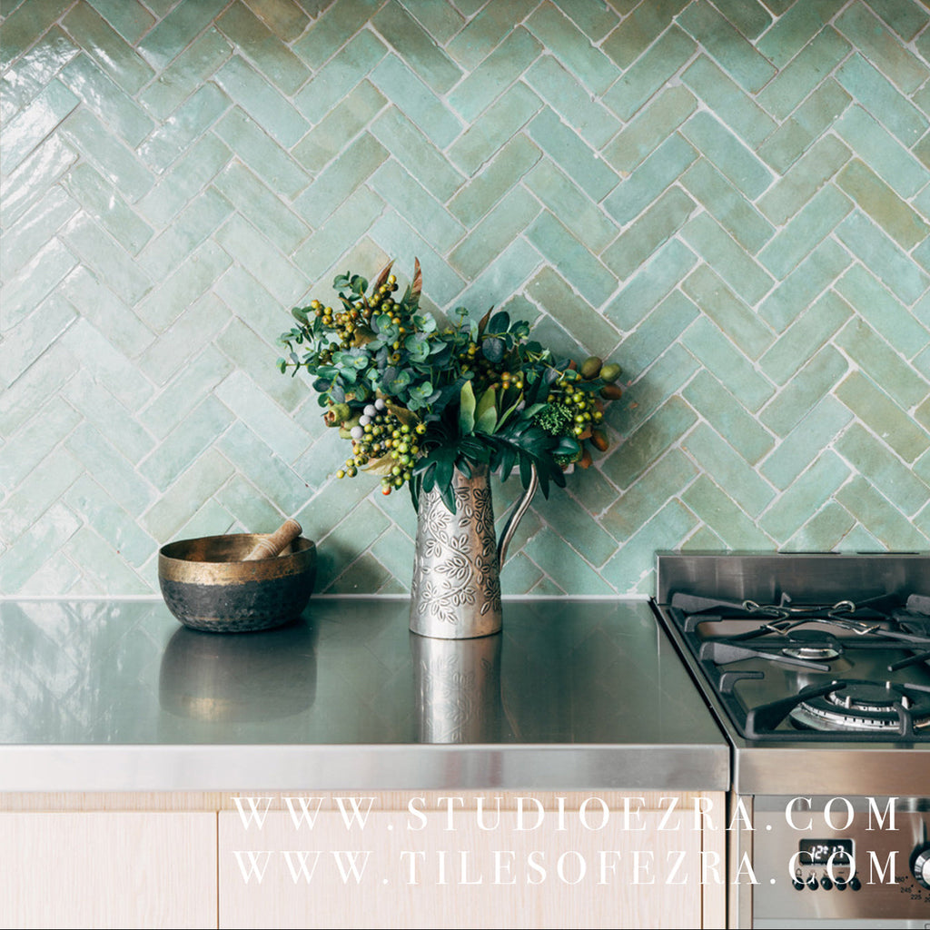 Moroccan Zellige Thin Bejmat Avocado by Tiles of Ezra