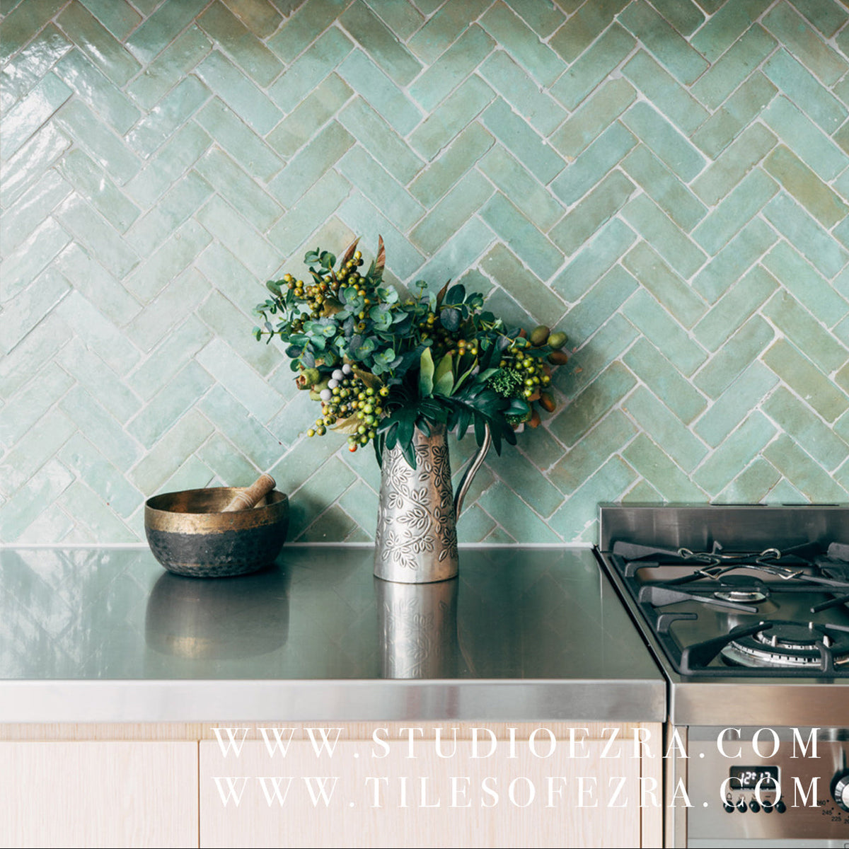Moroccan Zellige Thin Bejmat Avocado by Tiles of Ezra