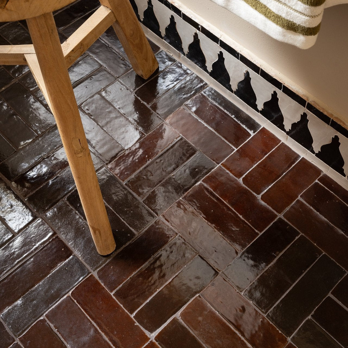 Moroccan Zellige Thin Bejmat Chocolate by Tiles of Ezra
