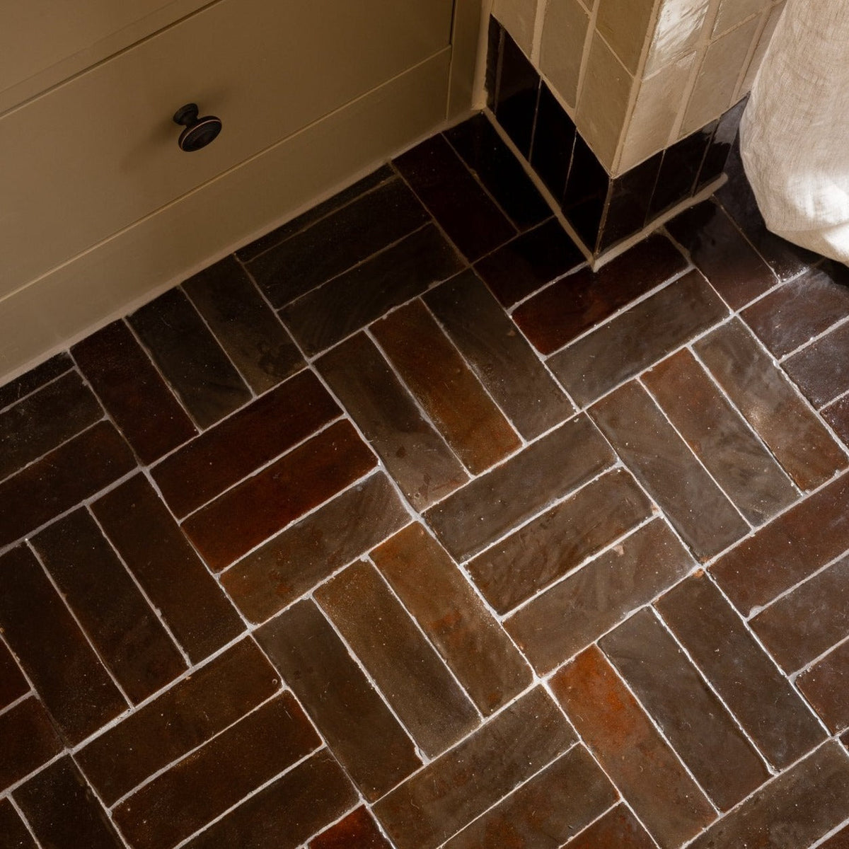 Moroccan Zellige Thin Bejmat Chocolate by Tiles of Ezra