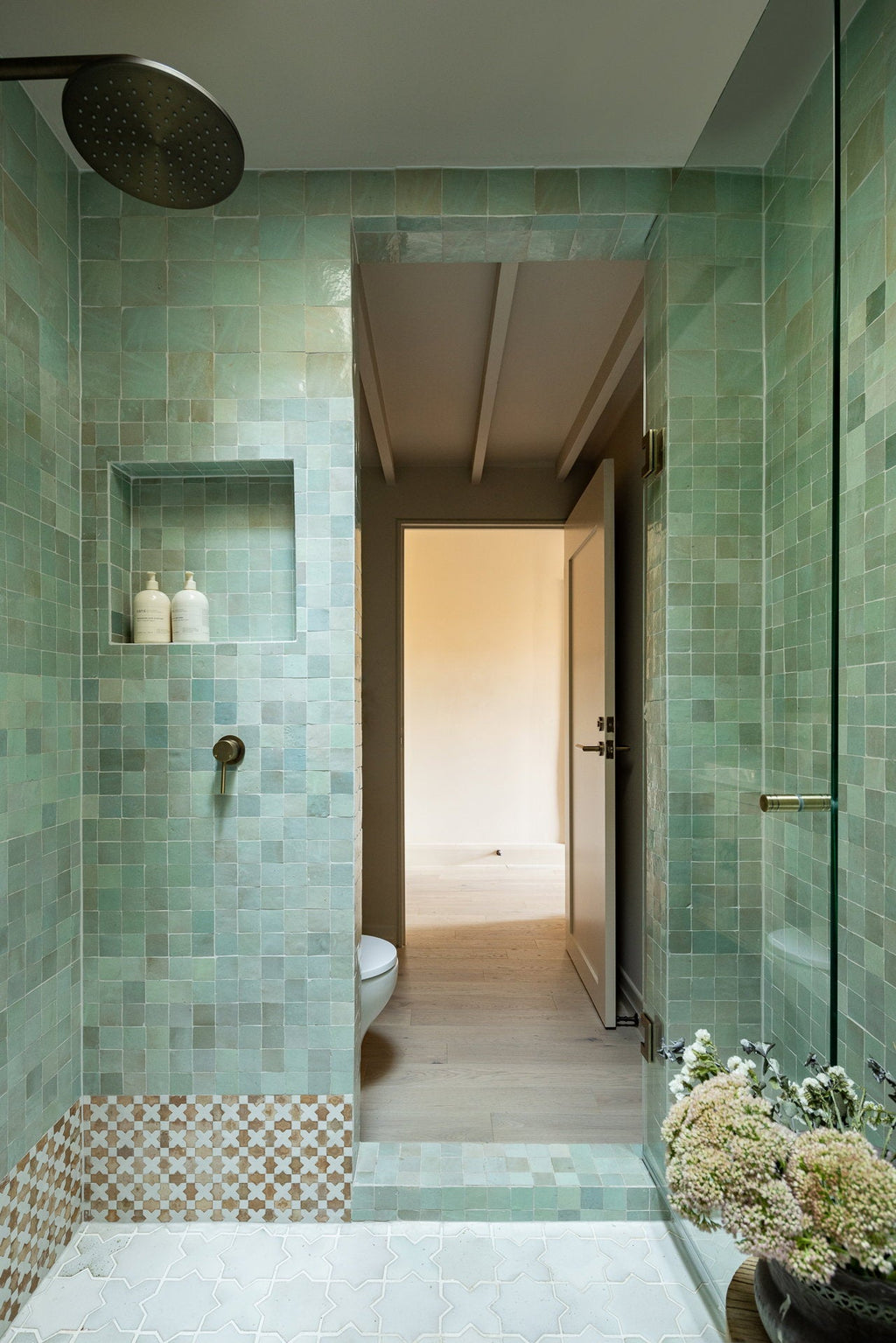 Moroccan Zellige Galeria Mosaic Snow + Clay by Tiles of Ezra